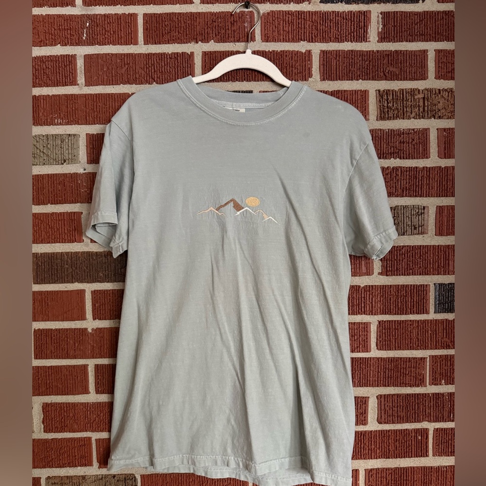 Light Green Embroidered Mountain T-Shirt